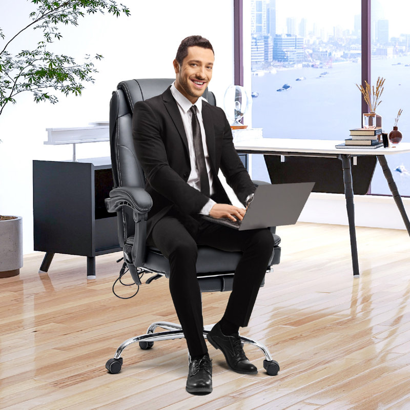 Inbox Zero KacyLeigh Ergonomic Heated Massage Executive Chair & Reviews Wayfair